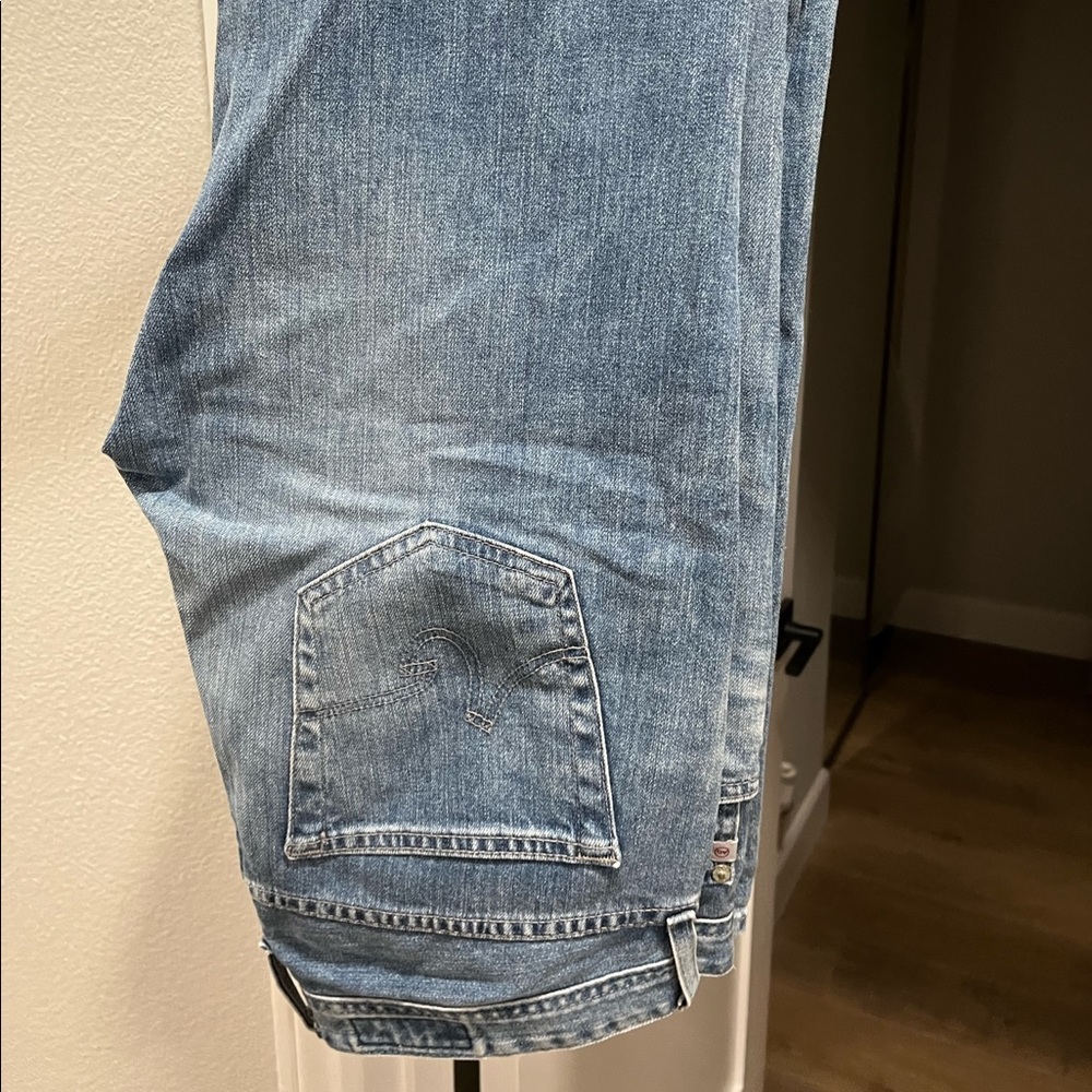 Mens AG Distressed Light Wash “The Matchbox” Slim Straight Jeans
